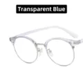 Retro ronde semi-randloze TR90 brilmontuur in transparant blauw voor heren en dames - Transparant blauw