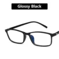 Retro anti-blue light glasses frame in bright black finish for students and office - Bright Black