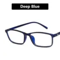 Retro style blue light blocking glasses frame with deep blue finish for students - Dark Blue