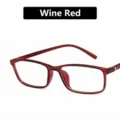 Classic wine red rectangular anti-blue light glasses frame for students and daily use - Burgundy
