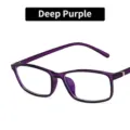 Retro dark purple rectangular eyeglass frames with anti-blue light protection lenses - Deep purple