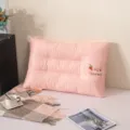Comfortable pink neck protection pillow 48x74cm shown in a cozy home bedroom setting - Goji Berry Style / 48*74cm / Pink