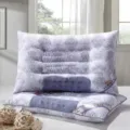 Detailed view of the ergonomic cassia seed pillow featuring a purple damask pattern - Single Side Magnetic Therapy / 700g Pack / 40*60cm