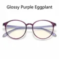 Fashionable purple round blue light blocking eyewear frame with transparent finish - Glossy Exterior Purple