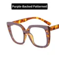 Montura de gafas cuadrada moderna violeta y carey con filtro de luz azul - Carey Púrpura Retazos Lente Clara