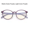 Fashionable anti-blue light round glasses frame with matte purple and light purple duo tone - Matte Purple Outside & Light Purple Inside
