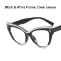 Montura de gafas cat-eye vintage para mujer en negro y blanco con lentes claras - Empalme de Negro y Blanco Lente Clara