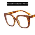 Elegante montura de gafas cuadradas de gran tamaño con patrón de carey para mujer - Carey Té Retazos Lente Clara