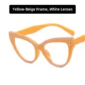 Montura de gafas de ojo de gato retro para mujer en color amarillo y crema con lentes - Montura Amarilla y Crema Lente Clara
