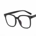Große trendige quadratische glänzende schwarze TR90-Brille für Damen mit Blaulichtfilter - Hellschwarz
