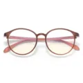 Trendy anti-blue light round glasses frame in matte tea brown with pink accents - Matte Tea Outside & Pink Inner Temples