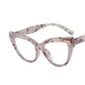 Montura de gafas ojo de gato con patrón de mármol y lentes transparentes de moda - Patrón Floral Blanco Gelatina Lente Clara