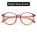 High-quality translucent tea brown round glasses frame with anti-blue light lenses - Bright Deep Tea