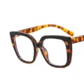 Oversized square anti-blue light glasses in black and tortoise shell pattern - Black Tortoise Patchwork Clear Lens