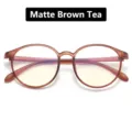 Matte tea brown round blue light blocking eyeglasses frames for prescription wear - Matte Tea