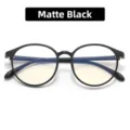 Classic round anti-blue light glasses frames featuring a sleek matte black finish - Matte Black