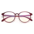 Stylish retro round anti-blue light eyeglasses frame in dark red Korean fashion style - Support Surface Red