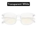 Stylish transparent white anti-blue light glasses featuring trendy round frames - Clear White