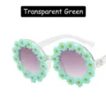 Adorable daisy flower shaped sunglasses for girls in transparent green beach style - Transparent Green