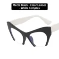 Retro-Cat-Eye-Halbrand-Brillengestell in Mattschwarz mit weißen Bügeln für Damen - Mattes Schwarz mit Weißen Bügeln