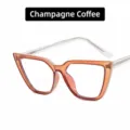 Retro-Katzenaugen-Brillengestell mit Blaulichtfilter in Champagner und Kaffee-Zweifarben-Optik - Cat-Eye Anti-Blaulicht-Stil / Champagner Kaffee