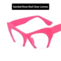 Modisches Cat-Eye-Halbrandbrillengestell in lebhaftem Sandrosenrot mit klaren Gläsern - Mattes Rosérot