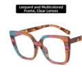 Gafas cuadradas de leopardo arcoíris con filtro de luz azul y lentes transparentes - Leopardo Tricolor Lente Clara