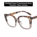 Stylish oversized square tortoiseshell glasses with anti-blue light clear lenses - Grey Tortoise Gradient Grey Clear Lens