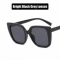 Stylish oversized square sunglasses with glossy black frame and gray tinted lenses - Glossy Black Gray Lens