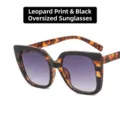 Square leopard print sunglasses with dark grey gradient lenses and oversized plastic frames. - Leopard Frame Gradient Dark Grey Lens