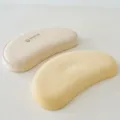 Ergonomic linen cotton silicone crescent pillow for kids in beige cover and yellow foam - Medium Height (Single) / 55*31cm/Single