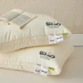 Cream colored panda family pillows with cute cartoon print for kids and adult neck support - Low Pillow / Panda Print White
