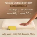 Washable soybean fiber low-profile pillow for adults, 600g filling, 6-7cm height - 48-74 Low Pillow (Approx 600g)