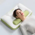 Almohada cervical ergonómica de espuma viscoelástica con diseño de soporte verde - 1 Unidad / Verde