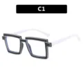 Retro 2D individual anti-blue light glasses frame with TR90 material in black and white - Bright Black And White Style (TR5207)