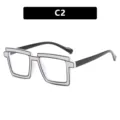 Retro 2D cartoon style blue light blocking TR90 eyeglass frame in white and black C2 - Solid White And Black Style (TR5207)