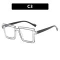 Stylish retro 2D-style square clear glasses frames with black temples, SKU C3 model - Transparent Black Style (TR5207)