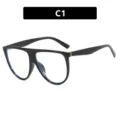 Stylischer oversized schwarzer Blaulichtfilter-Brillenrahmen für Damen im Retro-Stil - Metallscharnier / Glänzendes Schwarz Weißes Glas (C1)