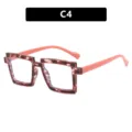 Retro 2D pixelated square anti-blue light glasses frame in tortoiseshell and pink color - Transparent Pink Tortoiseshell Style (TR5207)