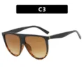Oversize-Sonnenbrille mit flachem Oberteil, schwarz-Schildpatt-Rahmen und braunem Verlauf - Metallscharnier / Schwarz & Schildpatt Verlaufs-Tee (C3)