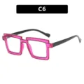 Retro 2D pixel-style blue light blocking glasses in magenta C6 colorway - Fluorescent Purple Black Style (TR5207)