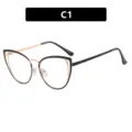 Gafas de ojo de gato retro Y2K con montura de metal negro y dorado, variante C1 - Negro Dorado (C1)