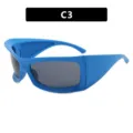 Trendige blaue Oversize-Sportsonnenbrille im Wrap-Around-Stil für Radsport und Outdoor - Blauer Rahmen Graue Linsen
