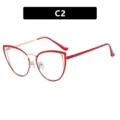 Gafas de ojo de gato retro rojas con montura de metal dorado para mujer estilo Y2K - Rojo Dorado (C2)