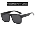 Gafas de sol polarizadas sobrepuestas con montura negro brillante y lentes grises - Negro Brillante Gris Completo