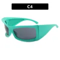 Futuristische Oversized-Sportsonnenbrille mit petrolgrünem Rahmen und grauen Gläsern - Grüner Rahmen Graue Gläser
