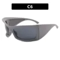 Moderne übergroße graue Radsport-Sonnenbrille mit mattem Finish Ausführung C6 - Grauer Rahmen Graue Gläser