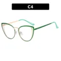 Montura de gafas de ojo de gato estilo Y2K con acabado en metal verde y dorado para mujer - Verde Dorado (C4)