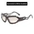 Futuristic punk sunglasses with gunmetal grey frames and gradient lenses - Gunmetal Grey / Gradient Clear Lens