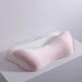Almohada cervical ergonómica de espuma viscoelástica refrescante con funda de seda rosa suave - 60x39x13cm/Pieza / Jade Rosa